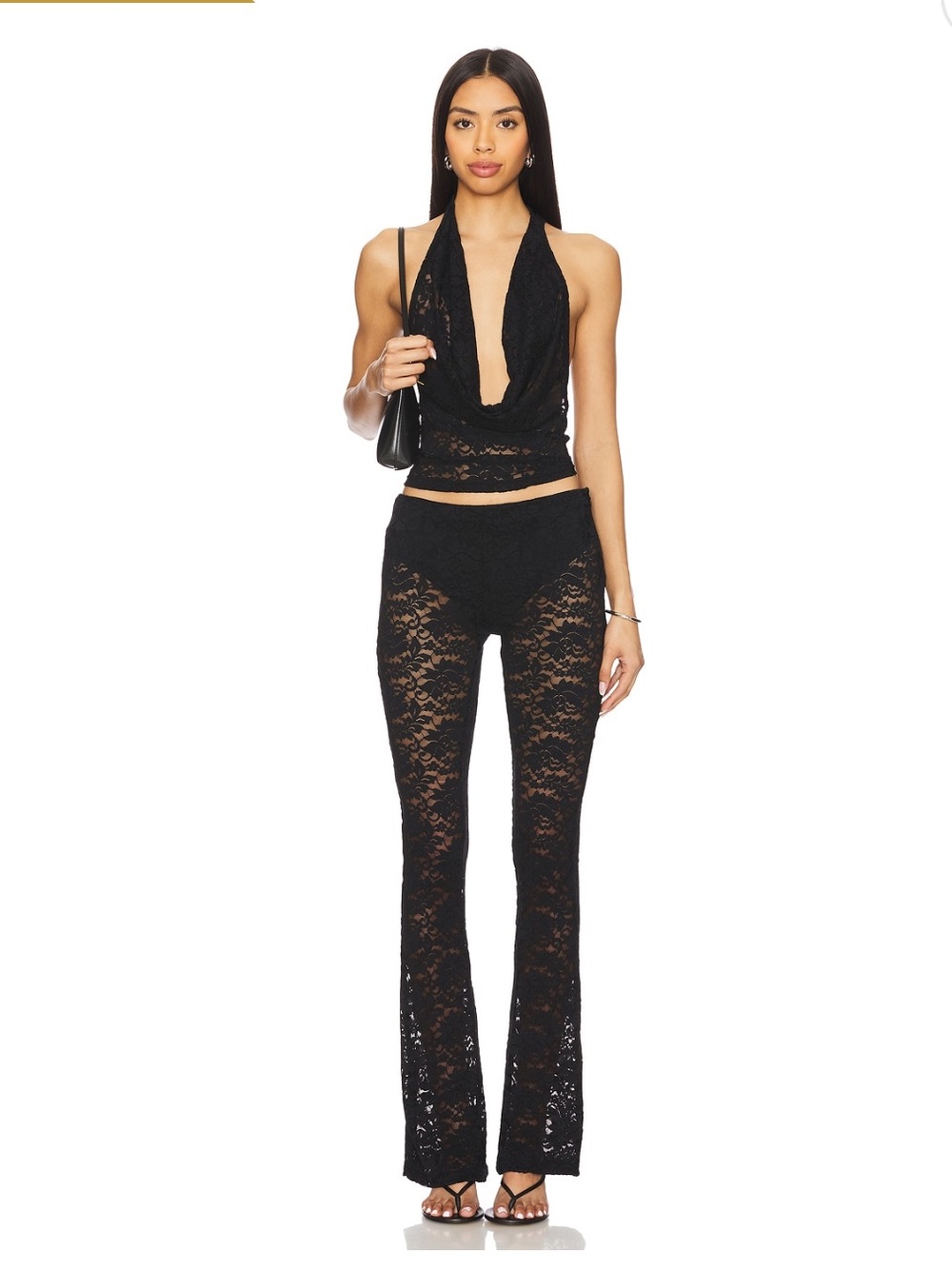 superdown Tania Pant Set in Black Lace